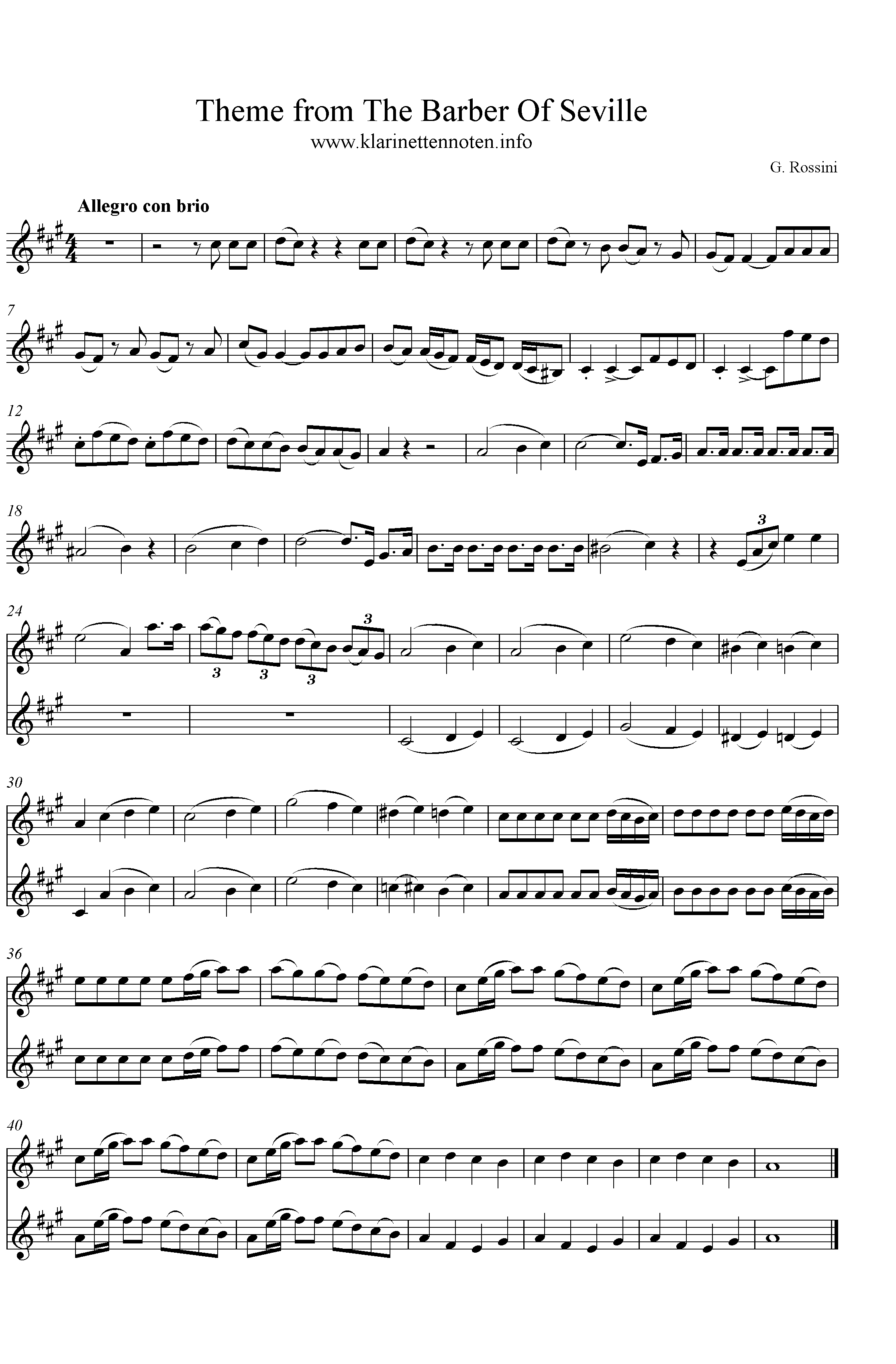 Theme from The Barber Of Sevilee, A-Major